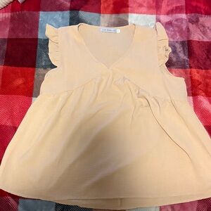 Tan Ruffle Sleeve Top